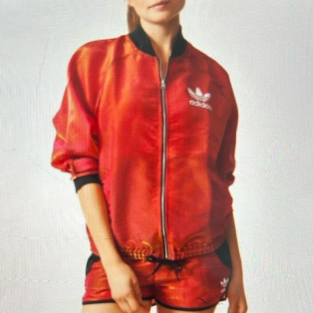 Rita Ora limited edition adidas bomber jacket in red